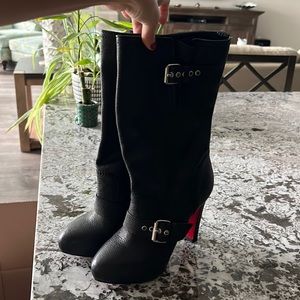 Christian Louboutin Black Buckle Booties
